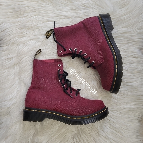 DR MARTENS Pascal Stingray Textured Leather Boot Glitter Ray Cherry Red - Picture 2 of 8